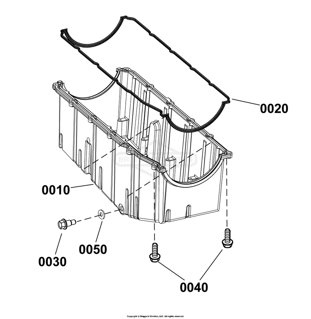 Engine Group - Oil Pan Diagram and Parts List for 080018-02  Briggs and Stratton Generator